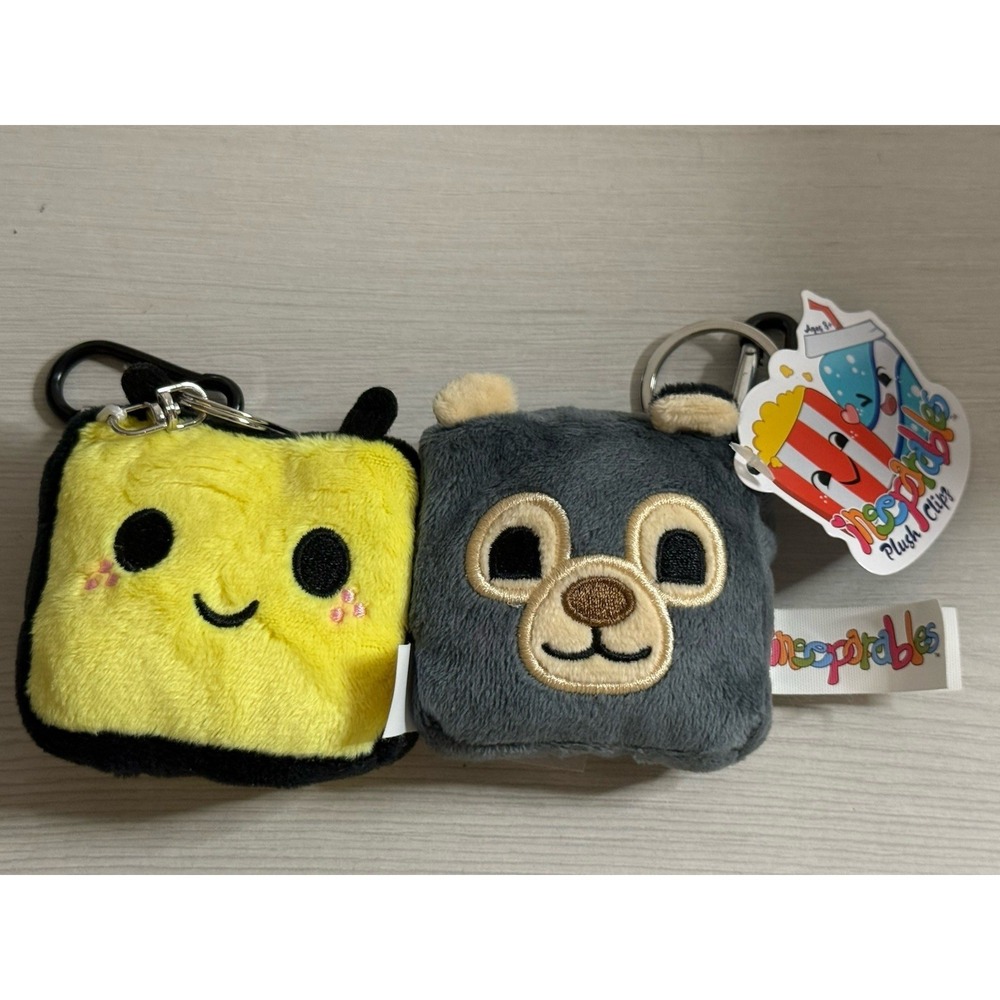 Inseparables Bee & Bear Plush Clip Keychains Set Cute Kawaii NWT